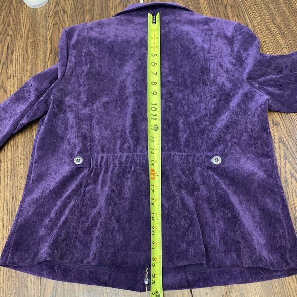 Christopher & Banks Purple Corduroy Zip Up Long Sleeve Shirt Womens Petite Large - Picture 15 of 15